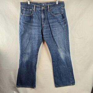 Gap Jeans Mens 36x28 Blue Denim Boot Cut Straight Leg Classic Dark Whiskering